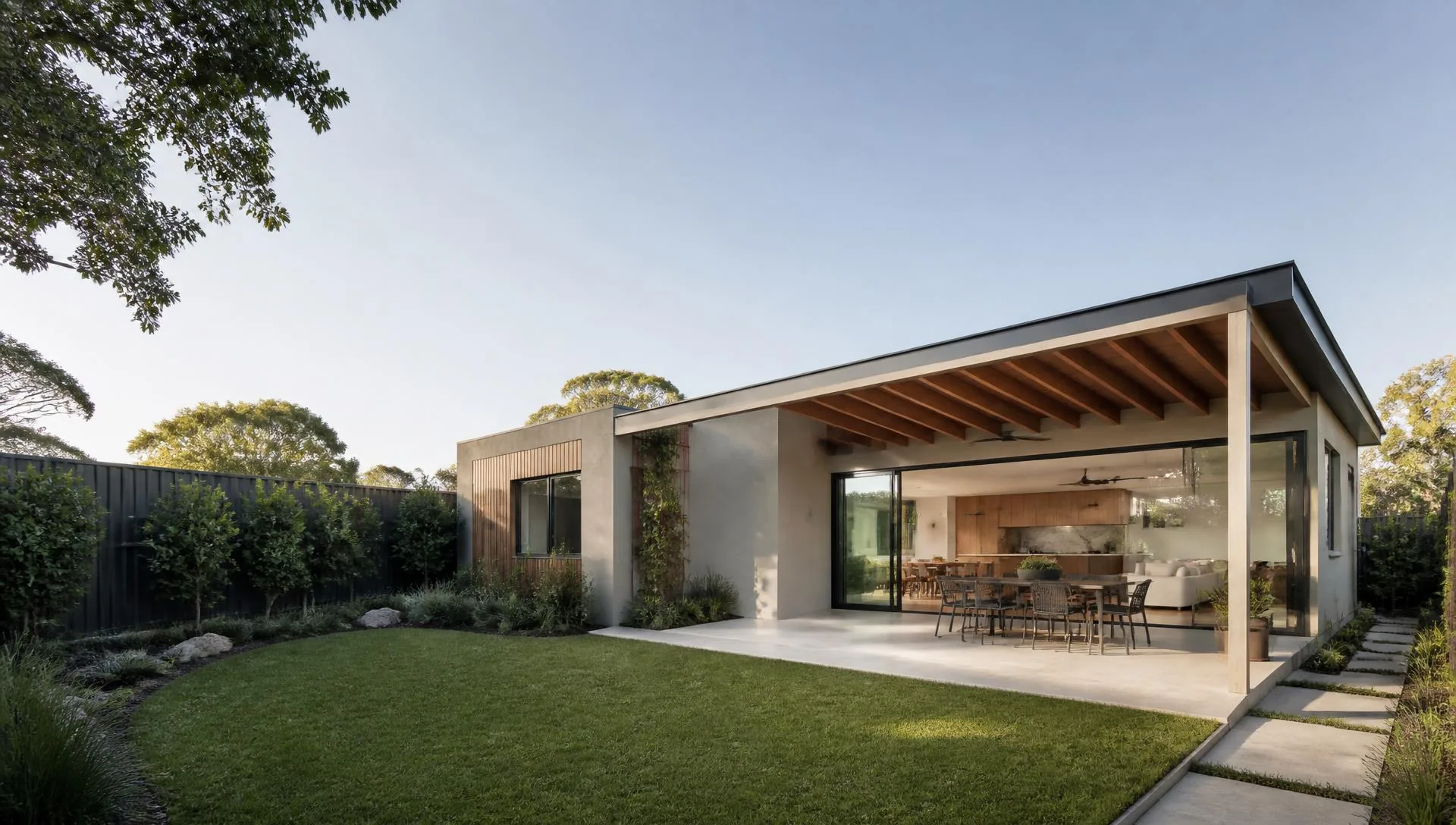 Covered alfresco entertaining area at the rear of a Sydney home