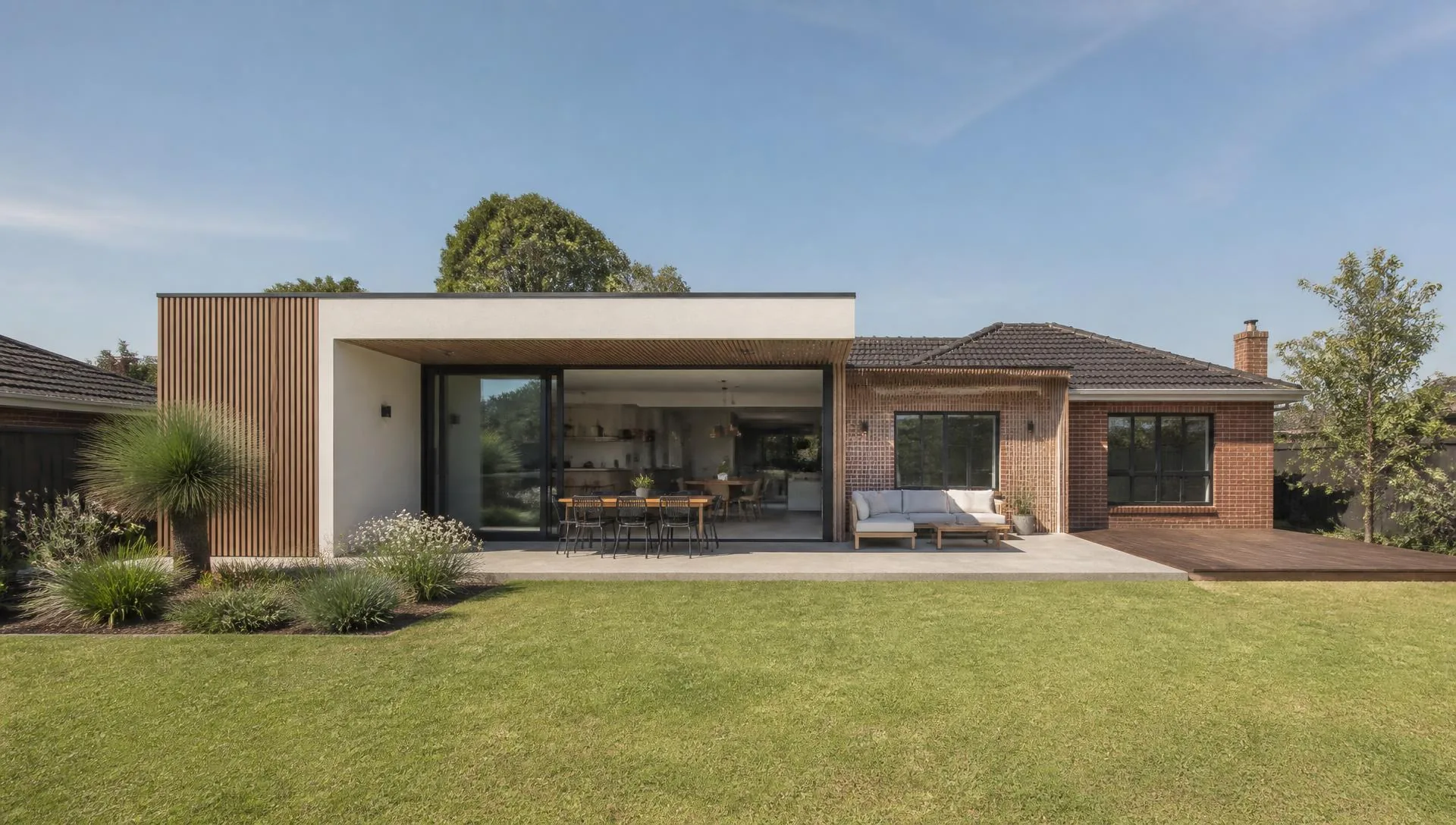 Completed rear home extension opening onto an alfresco area
